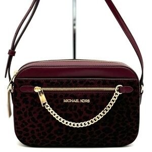 Michael Kors Large Jet Set Item EW Chain Xbody Crossbody Bag Ox Blood Multi
